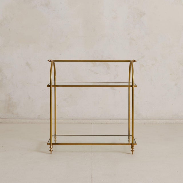 Hollywood Regency French Brass Two-Tier Side Table in the Manner of Maison Jansen, 1940s For Sale - Image 3 of 8