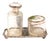 Toiletry Set with Silver Tray and Acid-Etched Glass Bottles with Silver Lids and Embossed Trim, Set of 3 For Sale