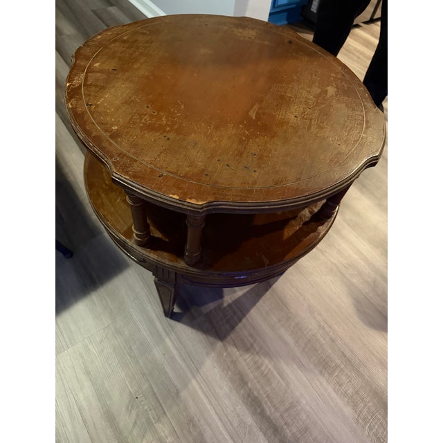 1970s Vintage Mersman Round Two-Tier Accent End Table For Sale - Image 5 of 7