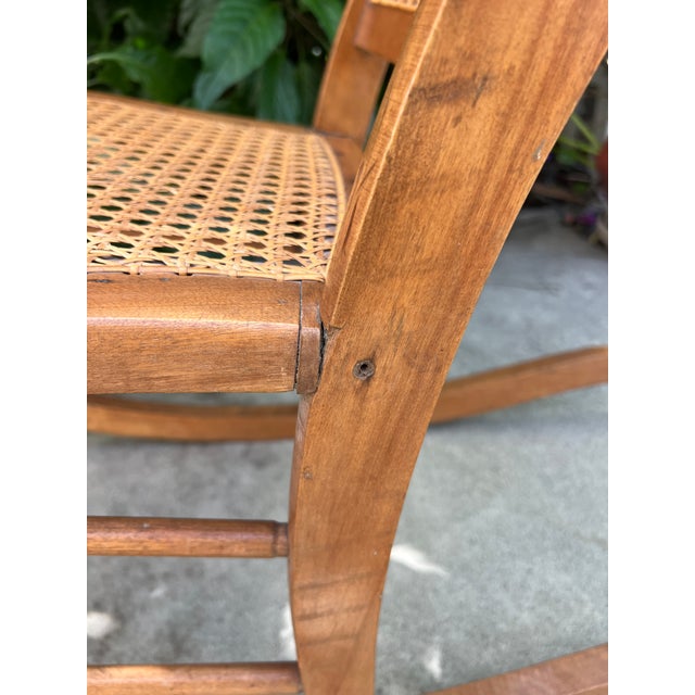 Brown Antique Rocking Chair W/Cane Back & Seat For Sale - Image 8 of 8