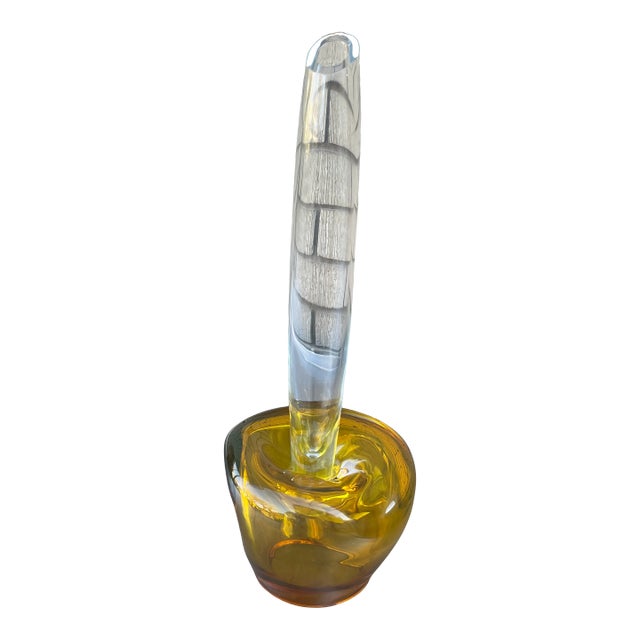 1980s Rare Rosenthal Studio Line Germany Art Glass Amber Base and Clear Vase For Sale