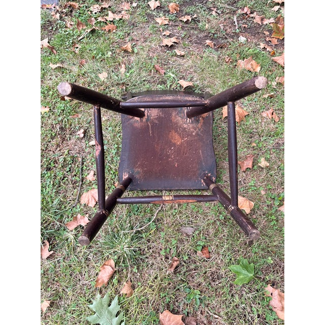 19th Century Antique Pennsylvania Hand-Painted Folk Art Half-Windsor Plank-Seat Chair For Sale - Image 9 of 11