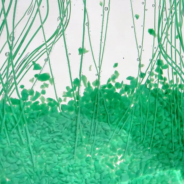 Murano Flying Butterfly Colorful Wild Flower Garden Scene Vintage Italian Art Glass Block Sculpture For Sale - Image 9 of 10