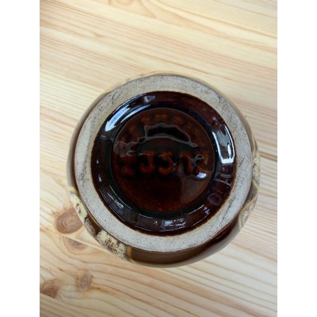 A Vintage Jasba Keramik Vase With a Brown and Cream Glaze and Gold Rim. For Sale - Image 4 of 8