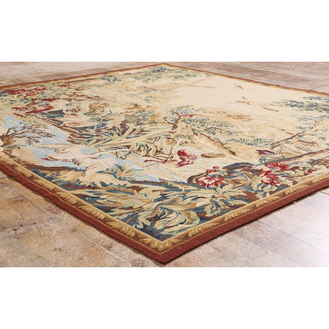 Tan Vintage Chinese Aubusson Tapestry, 06'01 X 05'04 For Sale - Image 8 of 10