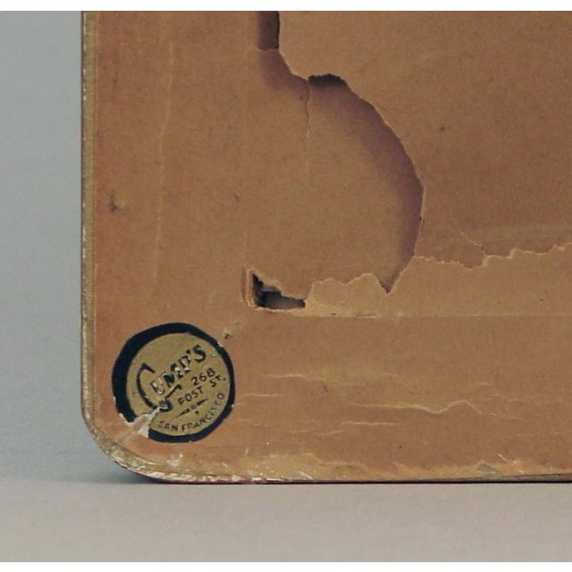 1910s Early 20th Century Print, Original Nouveau-Styled Frame, Sailboats at Harbor For Sale - Image 5 of 6