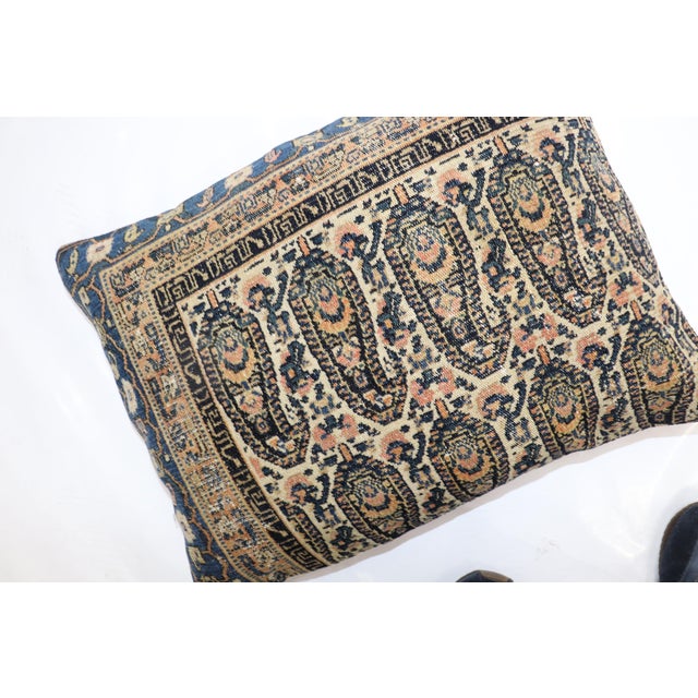 Persian Antique Zabihi Collection Persian Senneh Rug Pillow For Sale - Image 3 of 4