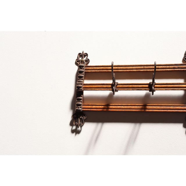 Antique Victorian Style Oak and Cast Iron Coat Rack For Sale - Image 12 of 17