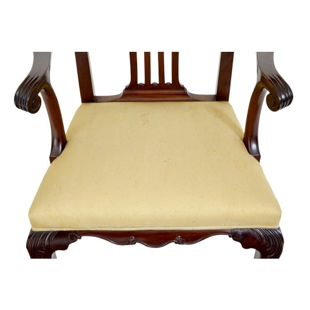 Beige Set of 19th Century Chippendale Design Mahogany Armchairs, 1890 For Sale - Image 8 of 10