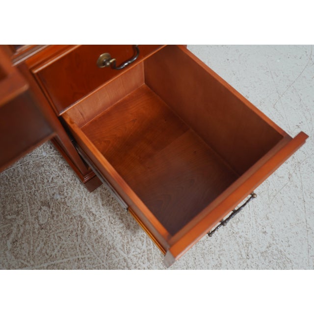 Reprodux English Style Leather Top Yew Wood Desk For Sale In Philadelphia - Image 6 of 18