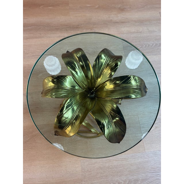 Vintage Hollywood Regency Lily Flower Side Table For Sale In Milwaukee - Image 6 of 6