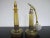 Art Deco Moser Amber Art Nouveau Gilt Glass Atomizer Perfume Bottle Set Pair in Case For Sale - Image 3 of 12