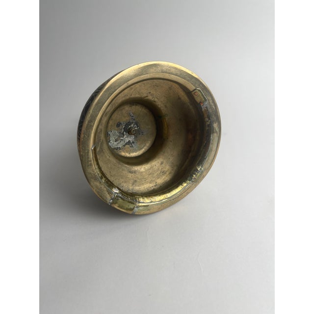 Army Green 17th Century Nuremberg Brass Bell Form Engraved Candlestick For Sale - Image 8 of 11