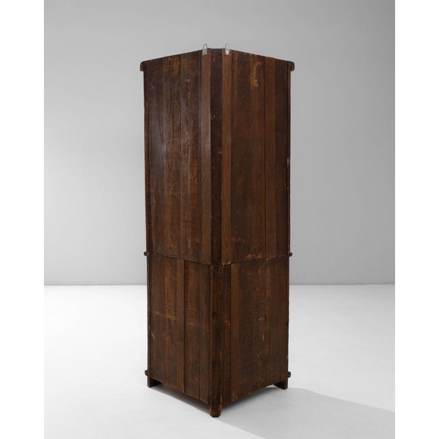 French Provincial 1920-1929 France Warm Honey Oak Carved Oak Vitrine Cabinet For Sale - Image 3 of 11