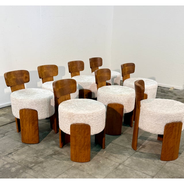 Set of Eight Reupholstered Chairs, Mid-Century Style For Sale - Image 9 of 11