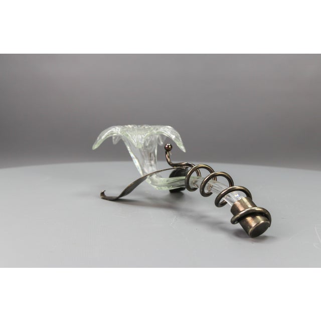 1970s Mid-Century Italian Clear Murano Glass and Metal Vase, 1970s For Sale - Image 5 of 17