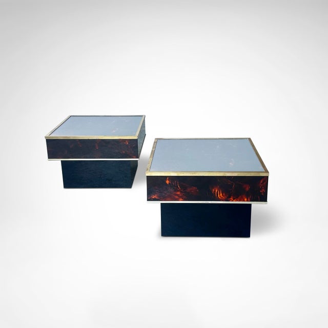 Coffee and Side Tables in Burl Wood and Acrylic Glass by Eric Maville for Jean-Claude Mahey, France, 1980s, Set of 3 For Sale - Image 6 of 10