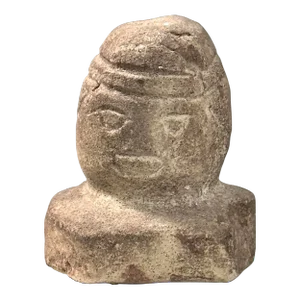 Antique Hand Carved Folk Art Stone Effigy Bust