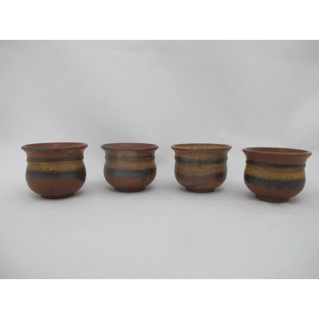 American Wally Schwab Pacific Nw Stoneware Studio Pottery Small Pot or Punch Cup Set of 8 For Sale - Image 3 of 11
