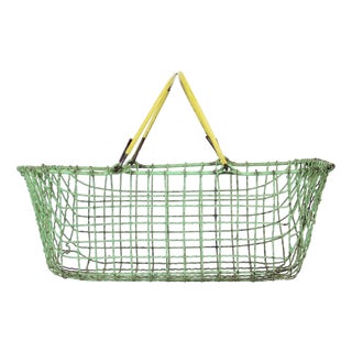 Vintage Czechoslovakian Wire Shopping Basket, 1960s For Sale