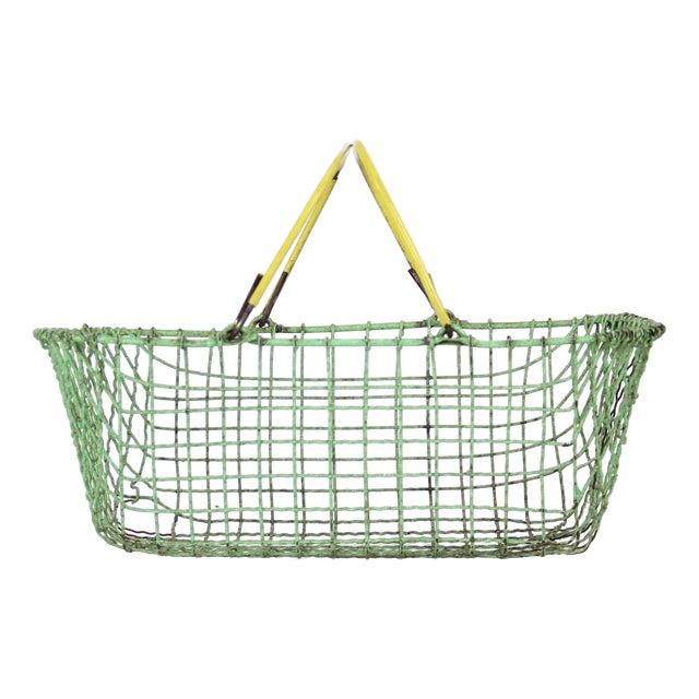 Vintage Czechoslovakian Wire Shopping Basket, 1960s For Sale