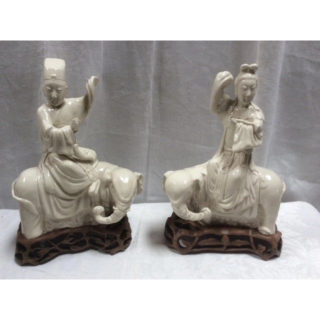 Figurative Antique Chinese Blanc De Chine Porcelain Figures - a Pair For Sale - Image 3 of 11