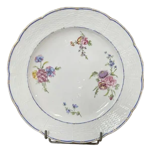 18th Century Porcelain Plate with Polychrome & Flowers from Sèvres