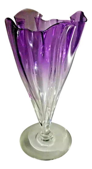 Antique Steuben Purple to Clear Art Glass Vase Grotesque
