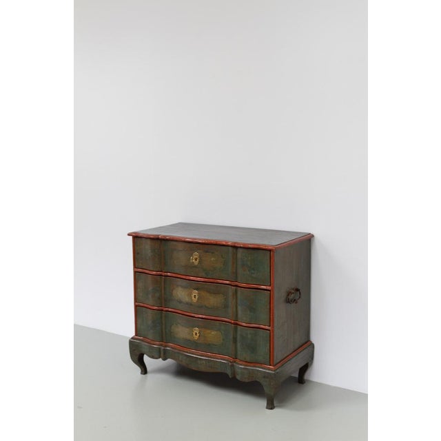 Antique Baroque Danish Green Chest of Drawers, 1730s For Sale - Image 15 of 18