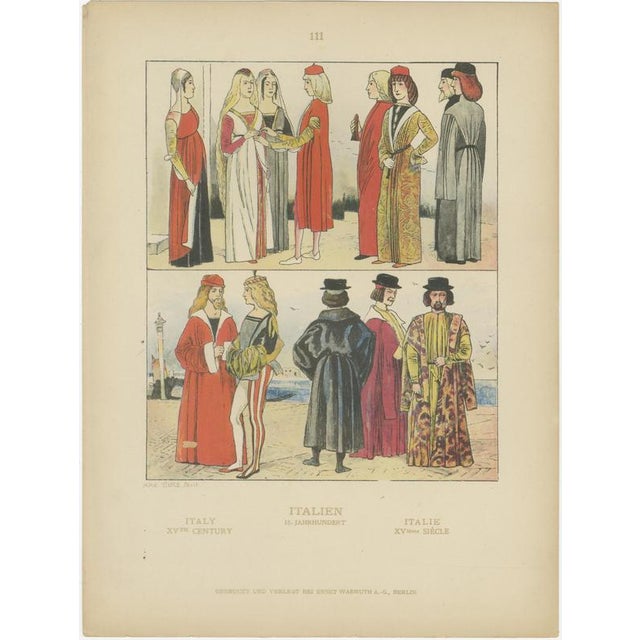 Paper After Max Tilke, Italian Costumes, 1880, Prints, Set of 8 For Sale - Image 7 of 10
