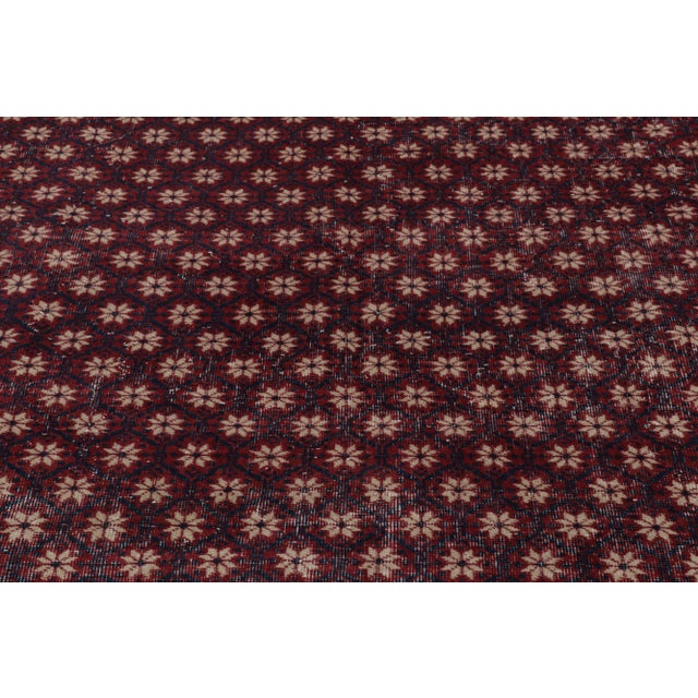 Rug & Kilim Vintage Turkish Distressed Rug in Red With All-Over Floral Pattern - Rug & Kilim For Sale - Image 4 of 8
