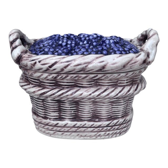 Small Mid-Century Majolica Blackberries Tureen For Sale