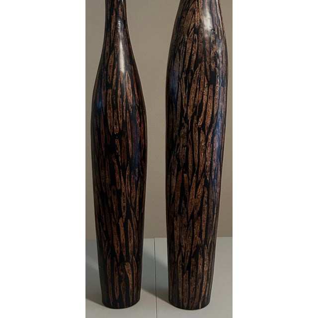 Contemporary Pair of Contemporary Eva Floor Vases - 40” & 48” - Cotton Husk Finish For Sale - Image 3 of 3