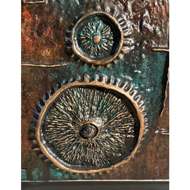 Copper Armani Casa Lounge Chair With Custom Relief Artwork by Lance Kleinsmith Artist Signed, Brutalist Designer Chair For Sale - Image 8 of 11