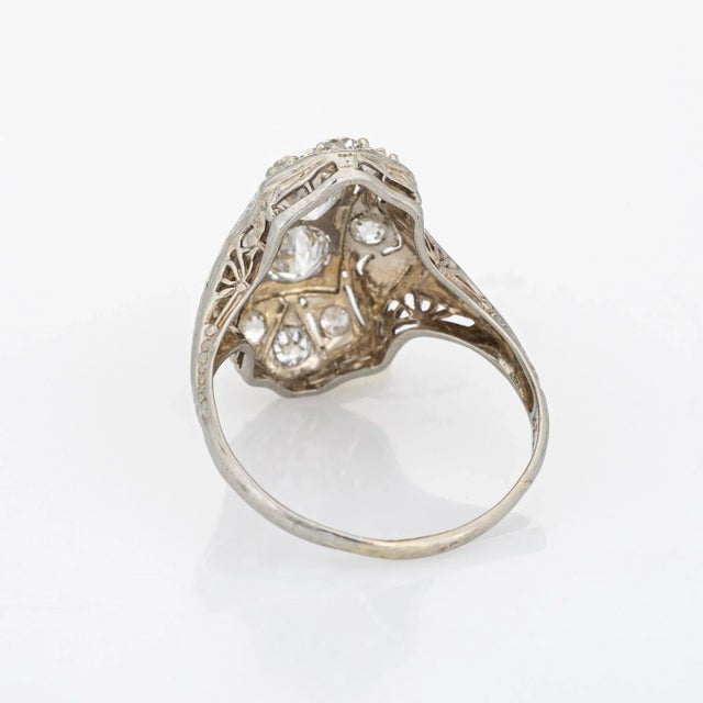 Early 20th Century Vintage Belais Art Deco Diamond Ring 1.38ct 14k White Gold Sz 9.5 Fine Jewellery For Sale - Image 5 of 7