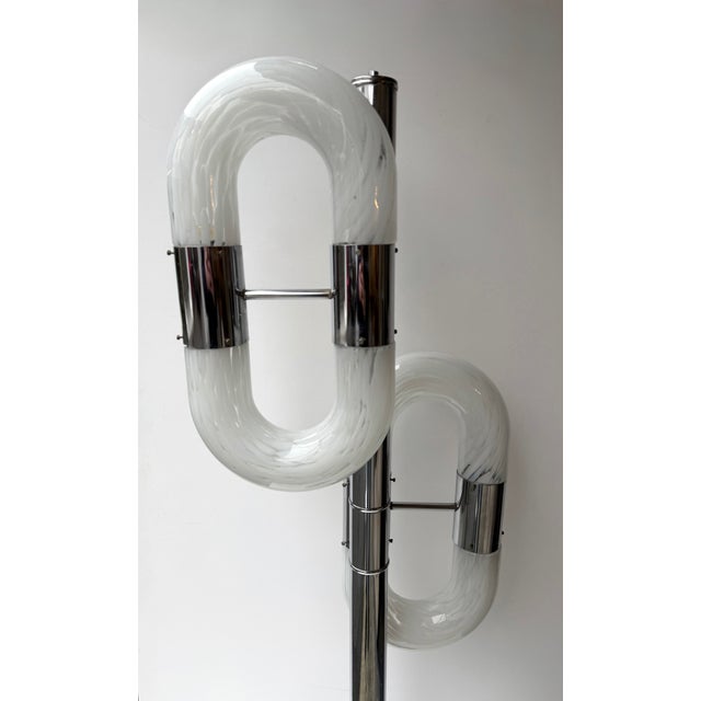 Mid-Century Modern Metal Chain Floor Lamp Murano Glass by Aldo Nason for Mazzega, Italy, 1970s For Sale - Image 3 of 12