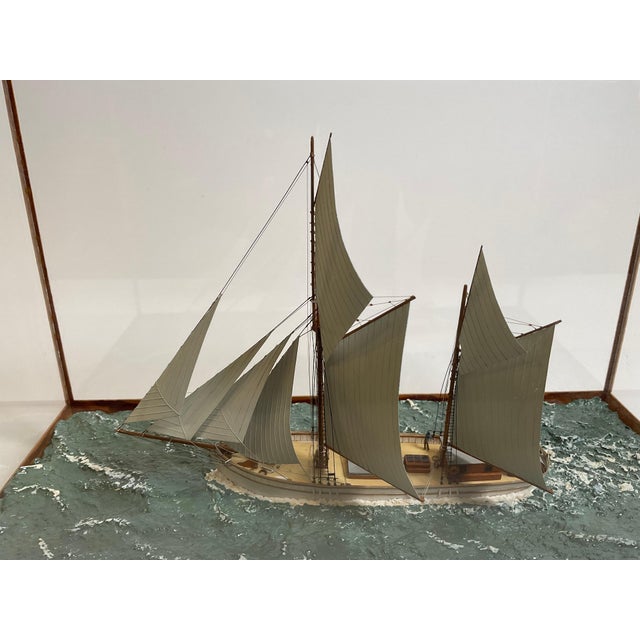 Gray Miniature Ship Model of the Sailing Ketch Irene For Sale - Image 8 of 11