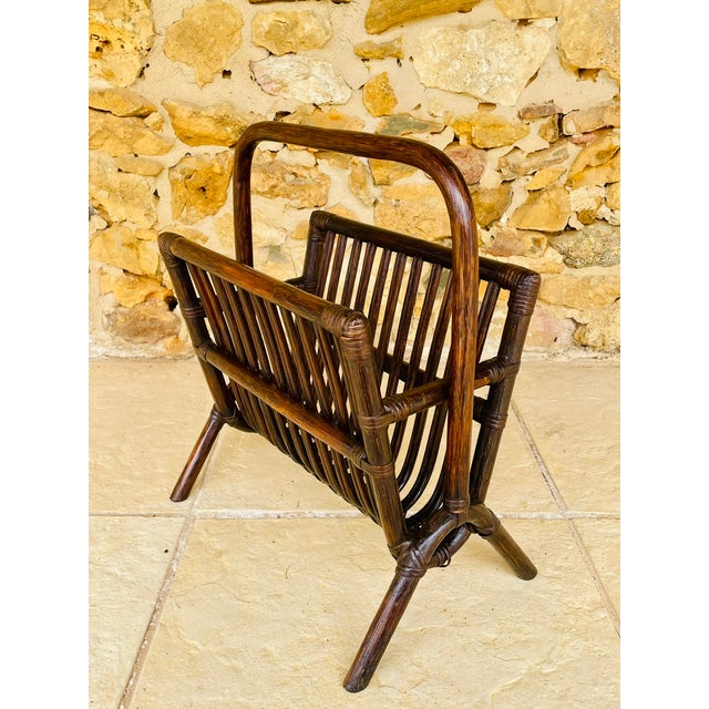 Vintage Bamboo Rattan Magazine Rack, 1970s For Sale - Image 15 of 17
