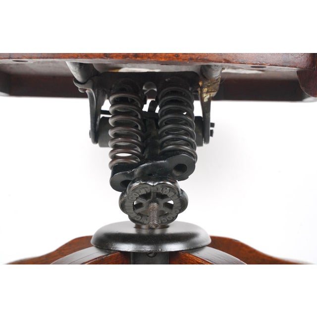 Early 20th Century Quarter Sawn Oak Swivel Office Chair For Sale - Image 11 of 11