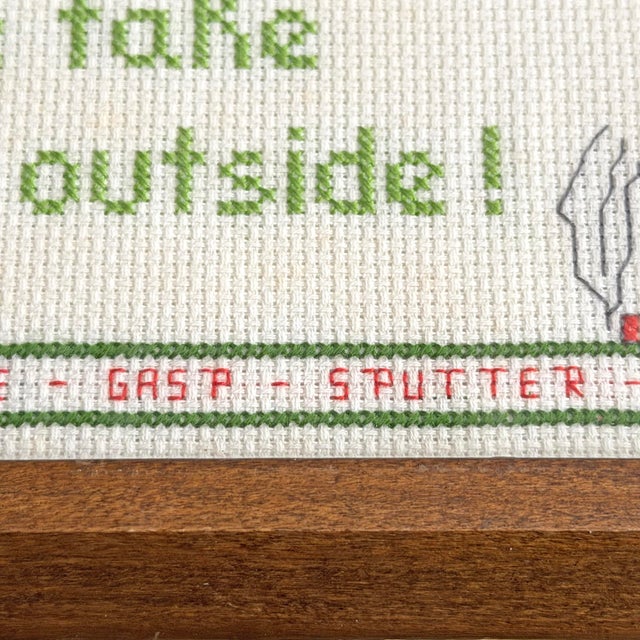 'Please Take Your Butt Outside', Framed Cross Stitch Embroidery For Sale - Image 10 of 12