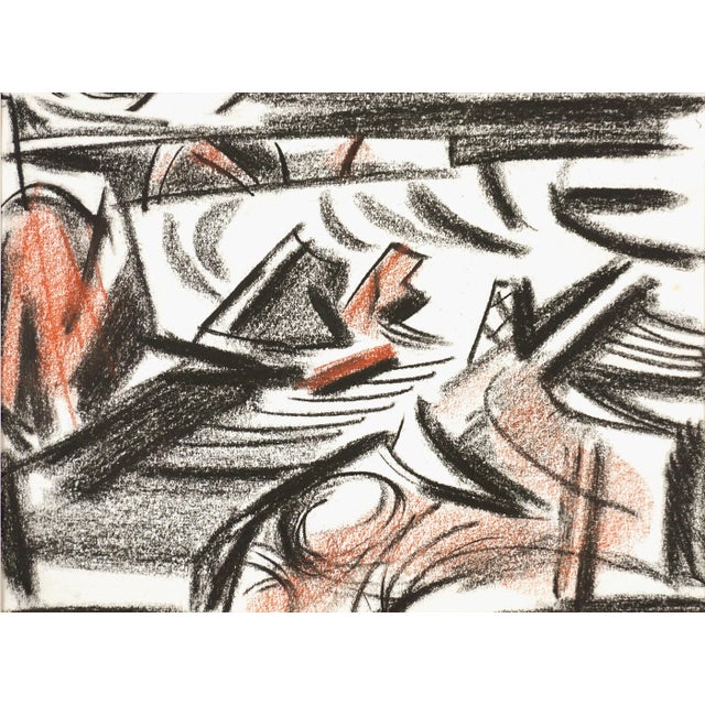 Mid Century Modern East Bay Abstracted Landscape by Erle Loran Dynamic abstracted geometric landscape drawing of the East...