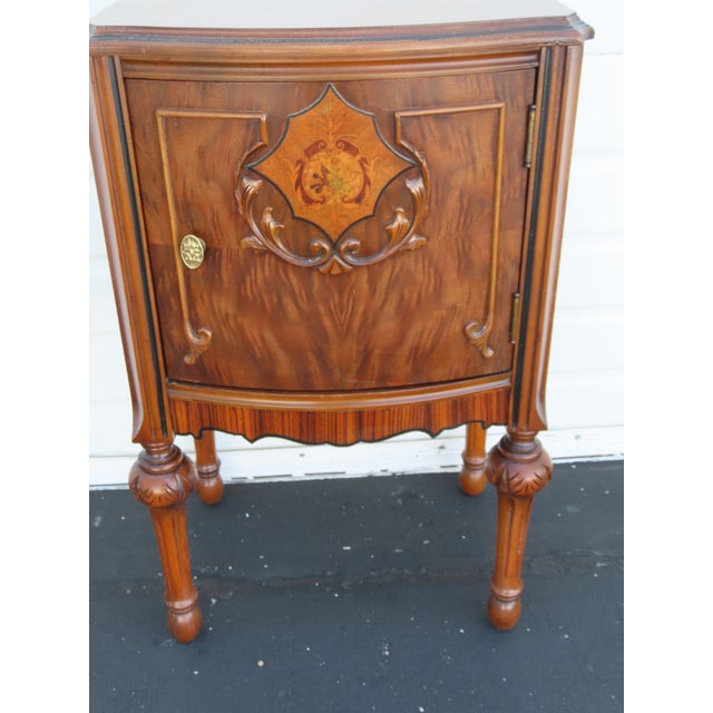 Jacobean Early 1900s Inlay Tall Nightstand End Side Table 6609 For Sale In Miami - Image 6 of 13