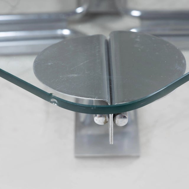 Coffee Table with Glass Top and Steel Frame, 1980s For Sale - Image 3 of 10