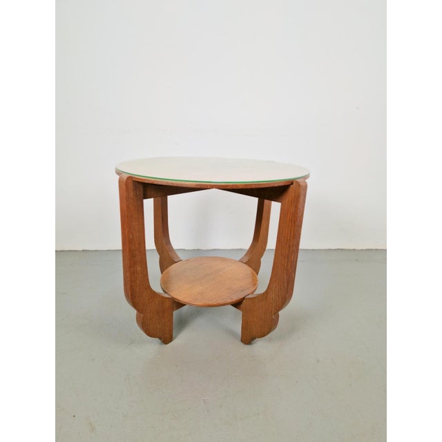 Round Oak Side Table in Art Deco Style, 1930s For Sale - Image 3 of 8