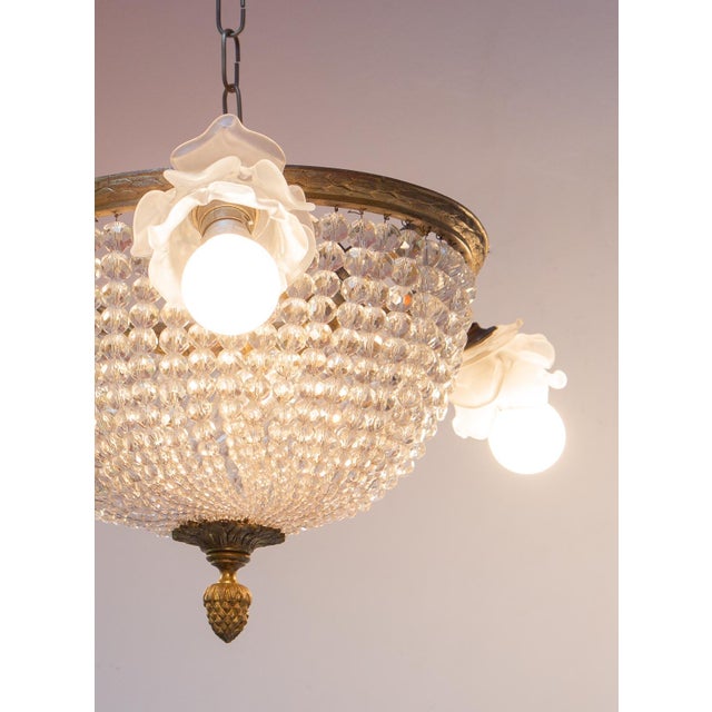 French Corbeille Chandelier in Bronze and Glass, 1890s For Sale - Image 13 of 14
