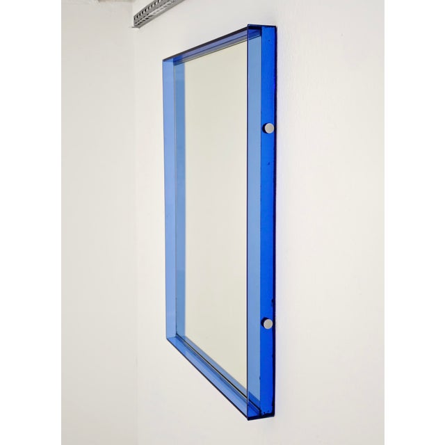 Mid-Century Modern Crystal Art Glass Blue Wall Mirror, Italy, 1960s For Sale - Image 4 of 16
