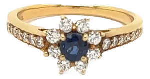 Tiffany & Co. Diamond Sapphire 18k Yellow Gold Ring, Size 6.5