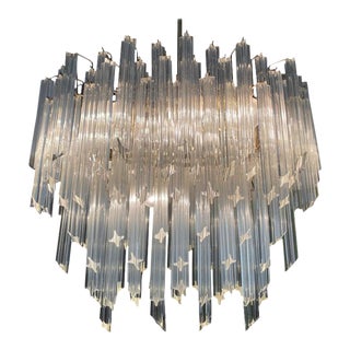 1960s Mid-Century Six-Tier Murano Crystal Italian Chandelier with 120 Quadriedri Prism For Sale