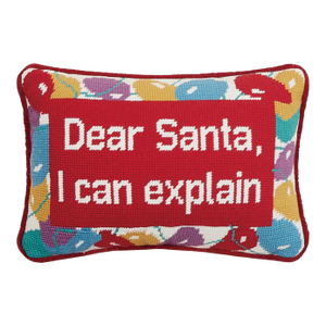 Dear Santa Embroidered Needlepoint Pillow, 8" x 12"