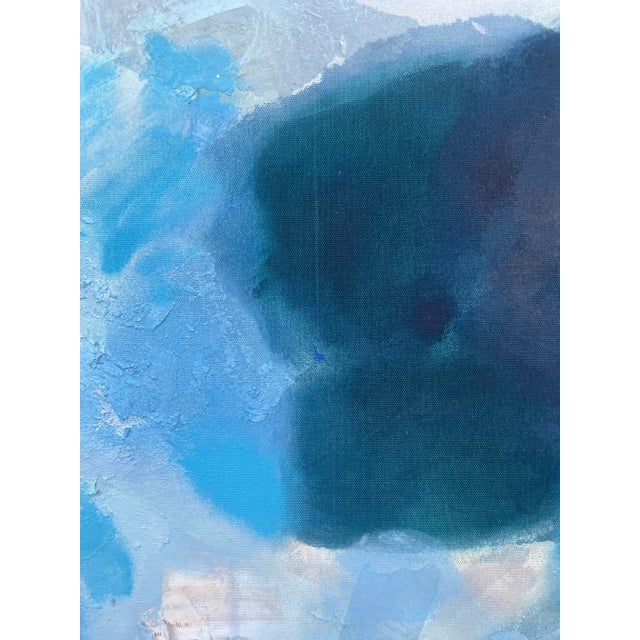 Blue "Never Let Me Go" Blue and White Original Collage Painting For Sale - Image 8 of 10